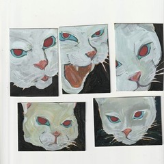 ACEO Original Art Card 2.5 x 3.5 Gouache mini painting cat/kitten