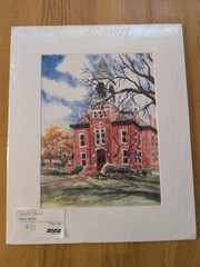 Original Hand Painted Watercolor Of Brick Building, Artist Signed W/Card 11×17