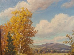 Antique William Paskell New Hampshire Fall Landscape O/C Painting