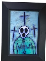 Original Painting Ghost Woman Blue #14 framed Dark art Horror halloween Oddity