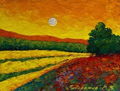 Oil Painting Summer Silence With Sunset V. Zadorozhnya Original nAAA4579