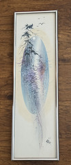 Framed Frank Gikiu Original Watercolor Artwork Signed 20 in by 6.5 in
