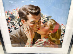 Arthur Sarnoff Original Painting SIGNED Midcentury Man Woman Kiss Matted Framed