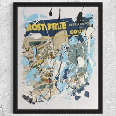 Original Abstract Art Collage Painting 11×14 1950s Westinghouse Refrigerator Ad