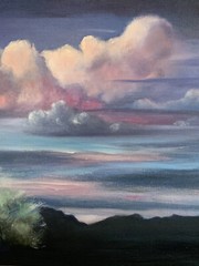 Original Painting Arizona Desert Mountain Landscape Sky Clouds Saguaro Cactus