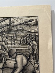 JO CAIN PAINTING INDUSTRIAL FACTORY WORKERS WPA ANTIQUE FAMOUS REGIONALISM RARE