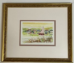 Kenneth Kaye, basket, original watercolor 11“ X 13“￼Framed, hand signed in penci