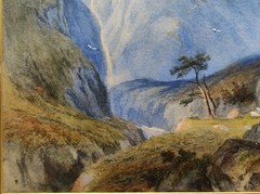 ATTRIB TO W. BARNETT „GLENCOE“ ANTIQUE HIGHLAND WATERCOLOUR PAINTING 44.5X61 CM.