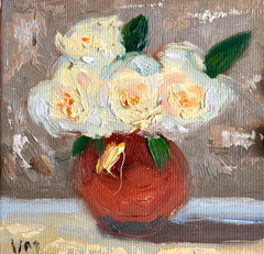 Roses Original Oil Painting Impasto Still Life Flowers Art Gift