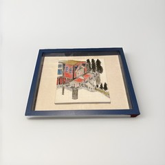 Architectural House – Original Mixed Media on Canvas (Framed Shadow Box)