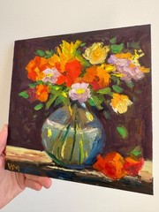 Wildflowers Oil Painting Original Flowers Impasto Still Life Floral art 8×8