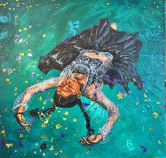 Acrylic painting study 24x24in Gallery-wrapped canvas peaceful female figure art