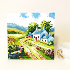 Original Impasto Oil Painting Irish Cottage Ireland Wall Art Gift for Traveler