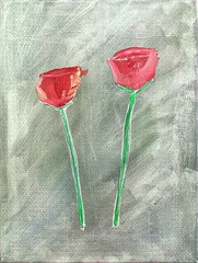 2 Love Roses, No Thorns 11 X 14″ Neo Modern Acrylic Painting Canvas