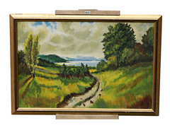 Oil On Wood Painting Ammersee Landscape, Signed, Framed, OOAK