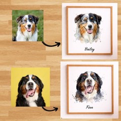 Personalized Pet Watercolor Print, Dog Portrait From Photo, Customized Painting