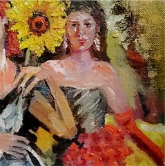 YARY DLUHOS Party Figure Ballroom Dancing Music Women Original Art Oil Painting