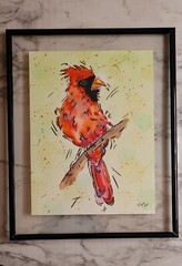 Bold Male Cardinal Bird watercolor painting original