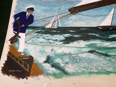 Original Signed Rodney Hilton Brown Painting & Print ~ Sailing Boat Race Captain
