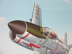 Raymond Waddey Painting US F-86D Sabre and B-57 Canberra, Signed Ron Beck 18×24″