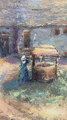 Medieval Village Scene Study – 8×10 Original Oil Painting – Impasto Landscape