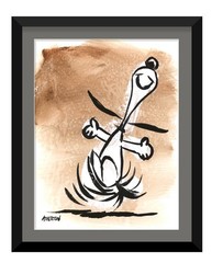 Original Dancing Dog Painting Whimsical Cartoon Art Acrylic „Snoopy Dance 1“