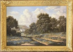 LG Bluebonnet Oil Painting-TX Listed Artist Judy Gibson-Texas Hill Country