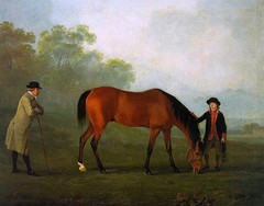 stunning oil painting handpainted on canvas- „two men and a horse“