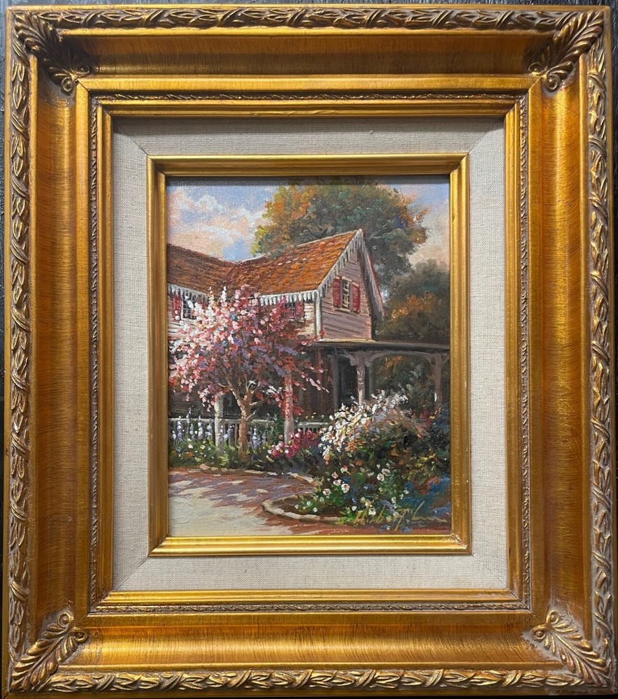 Robert Lui „Summer House“ Hand Signed Framed Original Oil Flowers Art New!