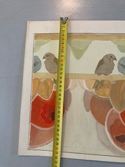 Original Art Deco Nouveau Gouache Painting 1930 Old Bird XXe