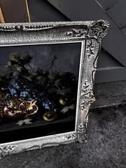 Large oil painting, still life with Fruit, signed J. Ros W/ Frame Gr1