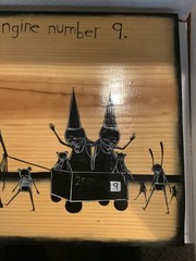 Walt Hall Mixed Media on Wood Art “Engine Engine Number 9” Signed 2016