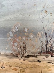 Oil Painting Snowy Shore P. Tovpev Unframed Original Home Decor Art nAAA3389