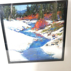 James Roybal Original Pastel Painting Winter Creek Landscape Snow Signed
