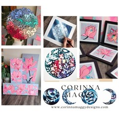 Original Abstract 18×24 Botanical Flower Acrylic Painting Signed Bold Wall Art