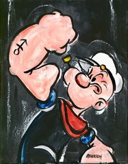Original 11×14 Sailor Cartoon Inspired Painting Acrylic Pop Art Strongman Popeye