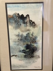 Two Dickens Chang Original Chinese Watercolors, Framed Signed 20 3/4 X 11 Frame
