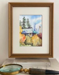 “Autumn in village” Original Work Of Ukrainian Artist Watercolour