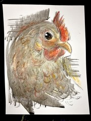Chicken Scratch Painting By Alannah Dyer- Acrylic 8.5×11 in. Beautiful Farm