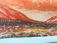 GONSHAW *Timberline* ABSTRACT MODERN LANDSCAPE SIGNED VINTAGE PANORAMIC WOODCUT