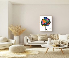 JULIEN Original 11X14 COLORFUL TREE Unique Abstract Expressionism Wall Art PAPER