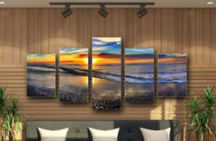 Canvas Wrap Art Hawalli Sunet Beach art 5 Panels 40 x 50 Inches XXXL