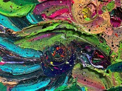 Original 14×14 Textured Flower Painting Modern Wall Art Signed FREE SHIPPING