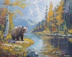 Sean Wu, Original 16×20″ oil on stretched canvas , bear