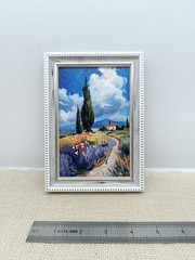 Summer nature Oil painting Original art Country Landscape Flower meadow 4 x 6 in