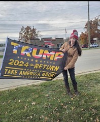 SJP Trump Flag Self Portrait MAGA Patriot America ACEO painting Trading Card Art
