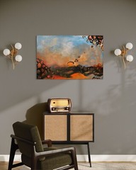 Contemporary Large Original Painting Artist Blue Orange Black Red Texture Art