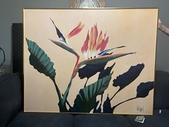 Original Signed LEE REYNOLDS‘ Vintage Impressionist Birds of Paradise-4 x 5 feet