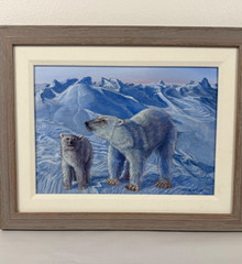 Original Polar Bear Painting Mama & Baby Bear Arctic 18.5″ x 14.5″ Artist Casto