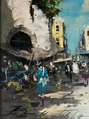 Vintage Landscape Oil Painting Cityscape Rome Italy Mid Century Modern Framed